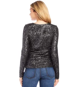 Sequin Side Shirred Top