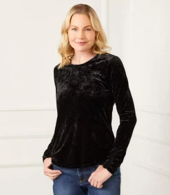 Shirred Sleeve Velvet Top
