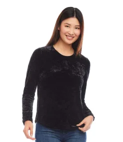 Shirred Sleeve Velvet Top