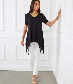 Short Sleeve Fringe Top