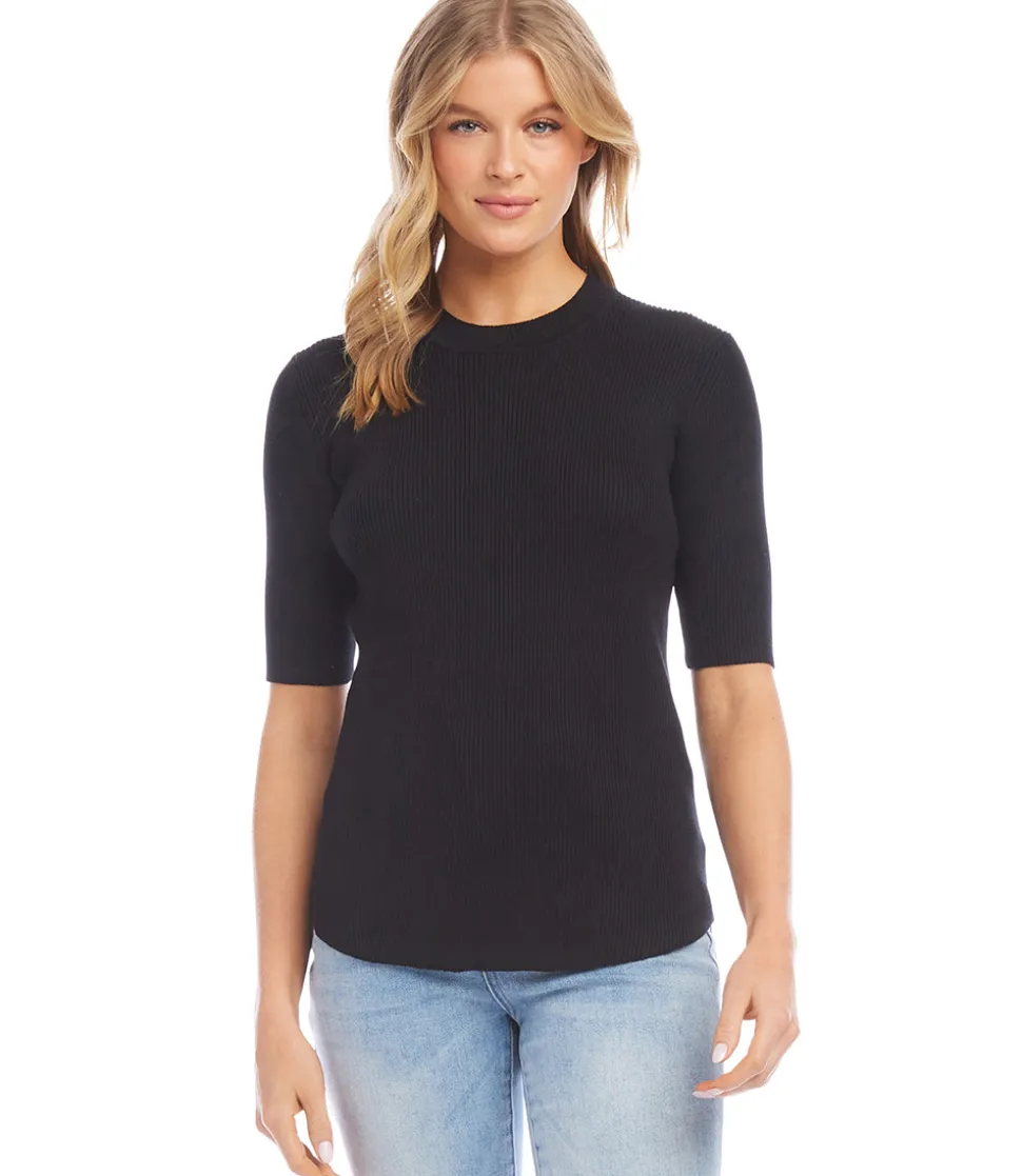 Short Sleeve Ribbed Sweater