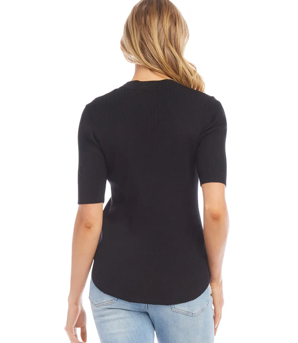 Short Sleeve Ribbed Sweater