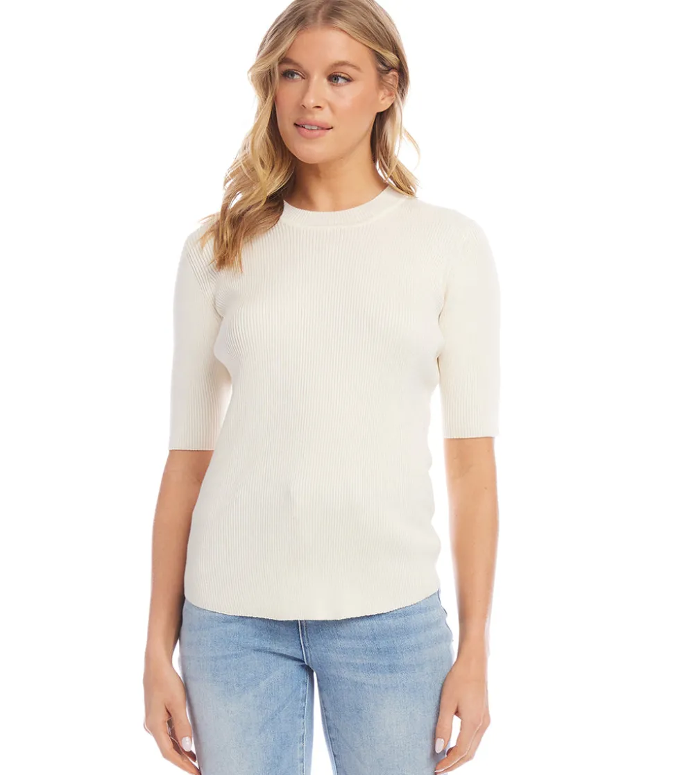 Short Sleeve Ribbed Sweater