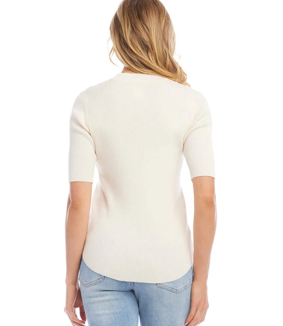 Short Sleeve Ribbed Sweater