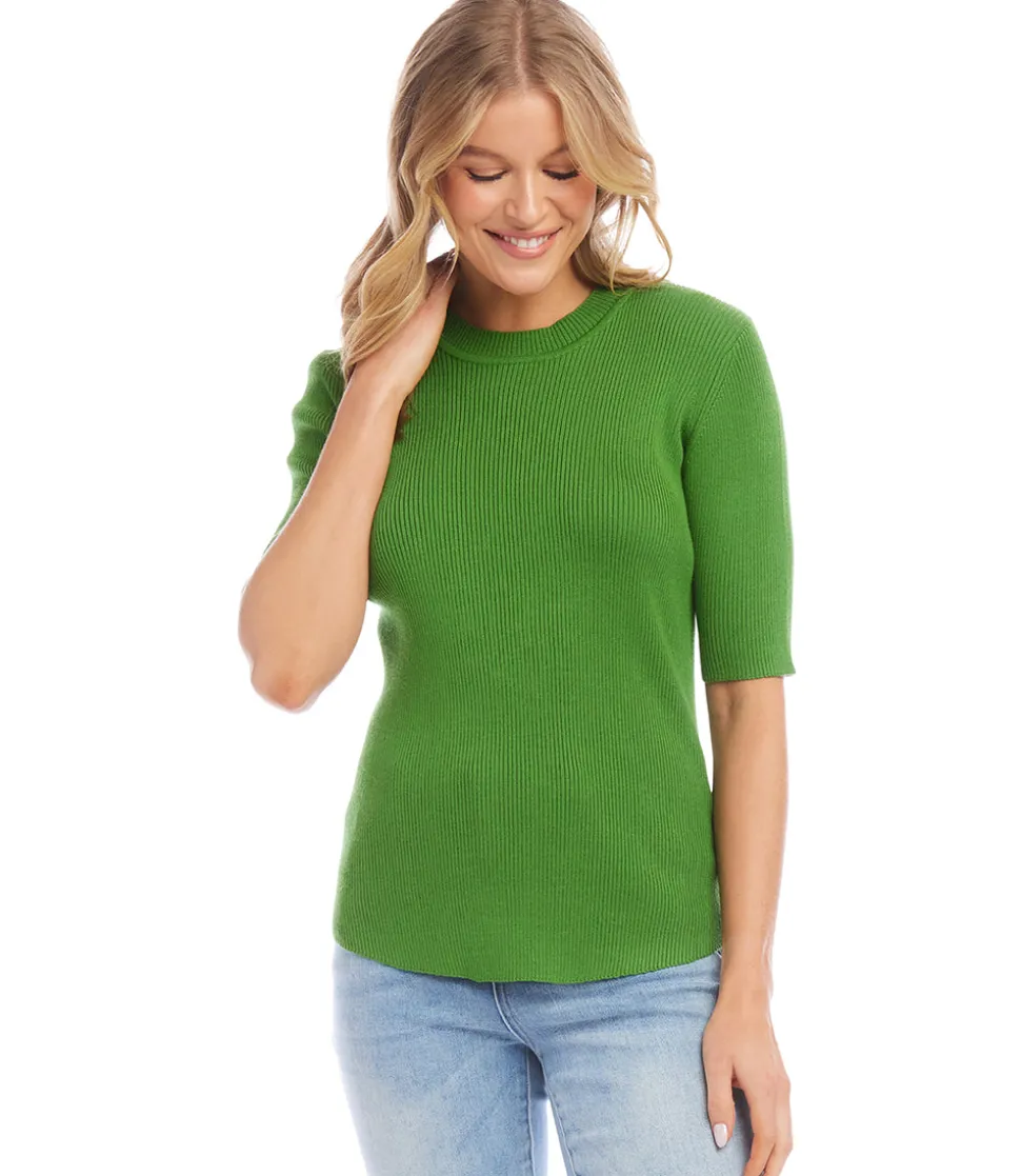 Short Sleeve Ribbed Sweater