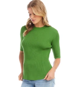 Short Sleeve Ribbed Sweater