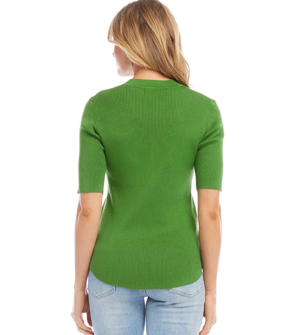 Short Sleeve Ribbed Sweater
