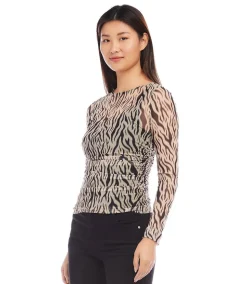 Side Shirred Mesh Top