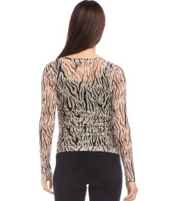 Side Shirred Mesh Top