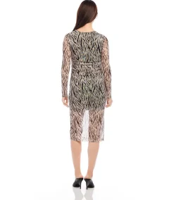 Side Shirred Midi Mesh Dress