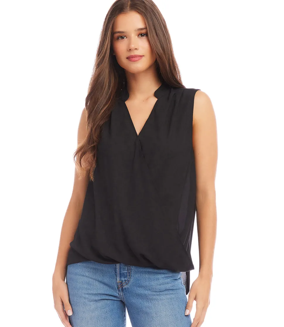 Sleeveless Drape Front Top