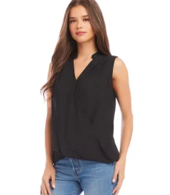 Sleeveless Drape Front Top