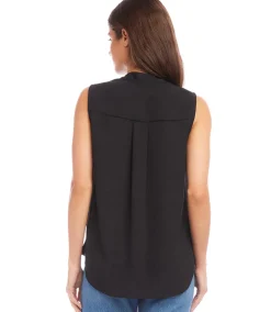 Sleeveless Drape Front Top