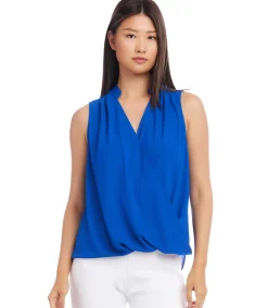 Sleeveless Drape Front Top