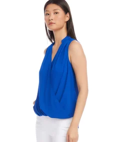 Sleeveless Drape Front Top