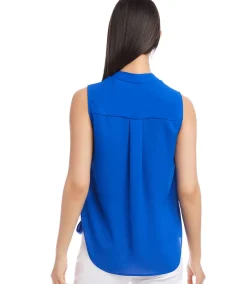 Sleeveless Drape Front Top