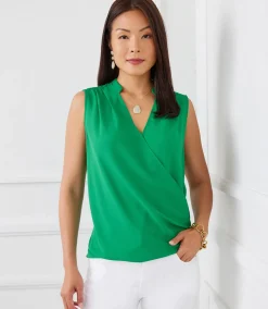 Sleeveless Drape Front Top