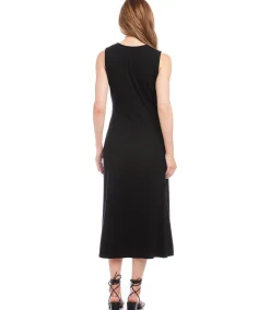 Sleeveless Faux Wrap Midi Dress