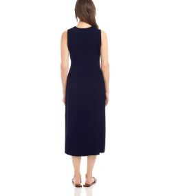 Sleeveless Faux Wrap Midi Dress