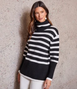 Stripe Turtleneck Sweater