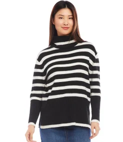 Stripe Turtleneck Sweater