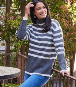 Stripe Turtleneck Sweater