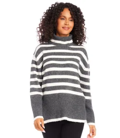 Stripe Turtleneck Sweater