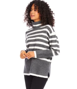 Stripe Turtleneck Sweater