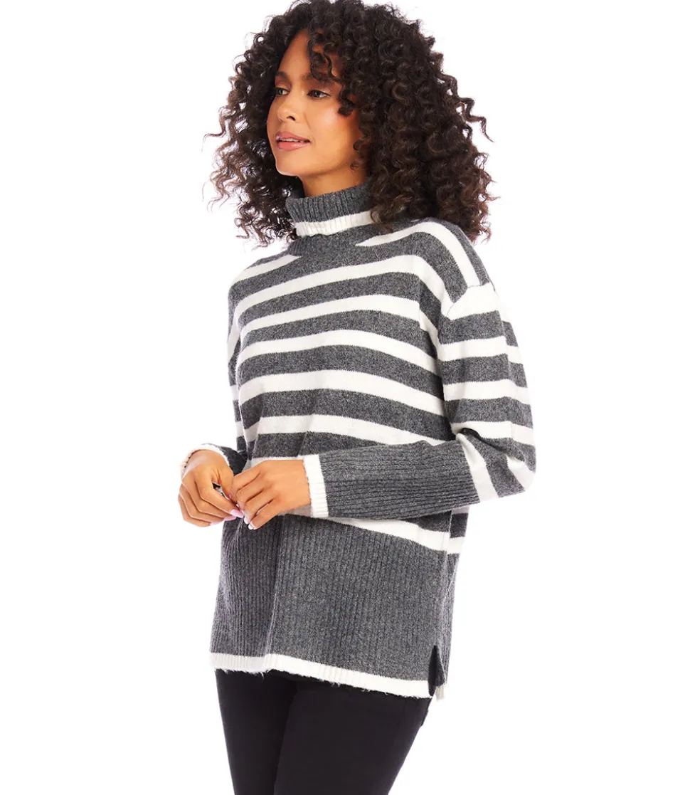 Stripe Turtleneck Sweater