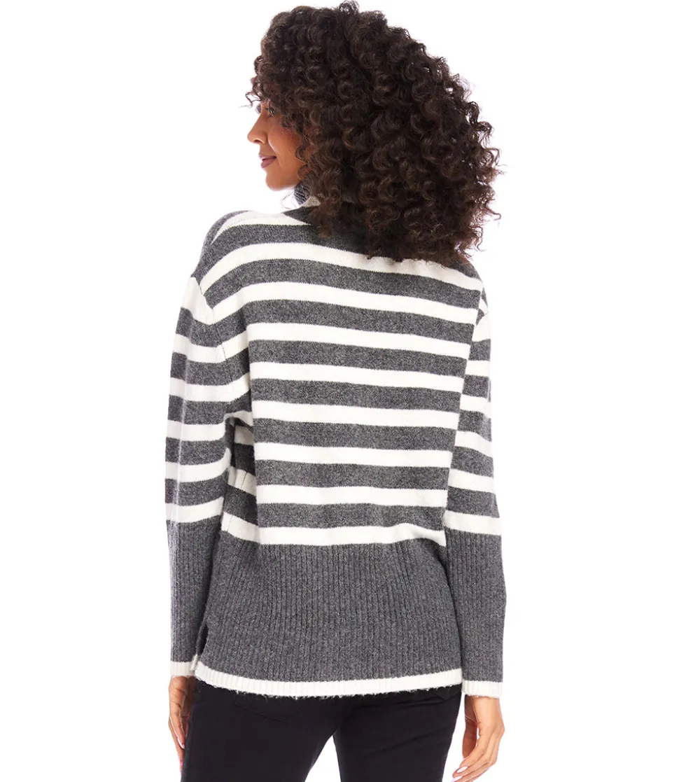Stripe Turtleneck Sweater