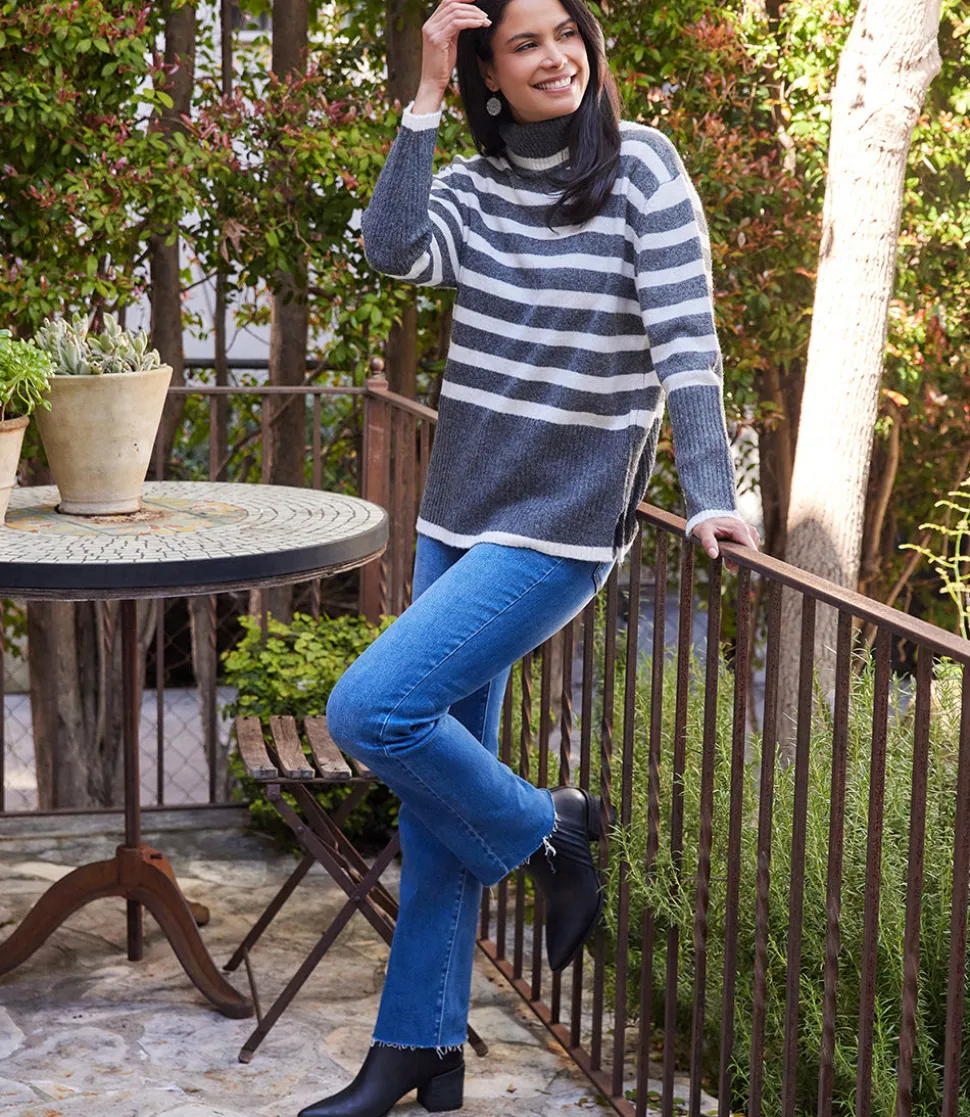 Stripe Turtleneck Sweater