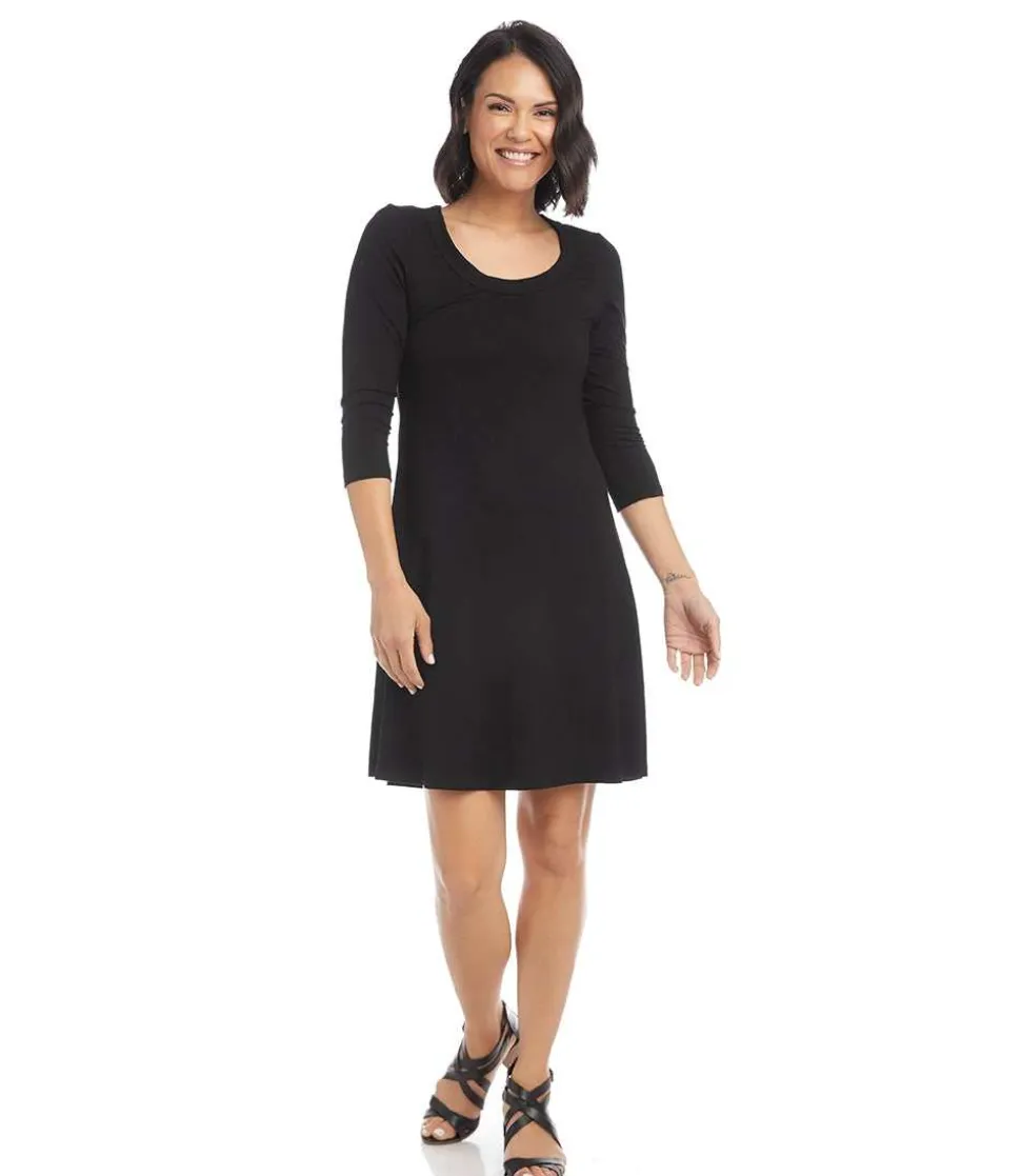 Three Quarter Sleeve A-Line Dress