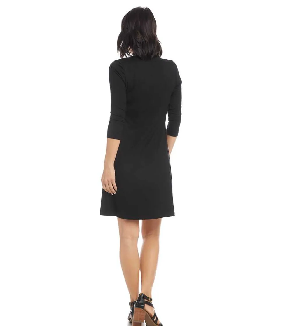 Three Quarter Sleeve A-Line Dress