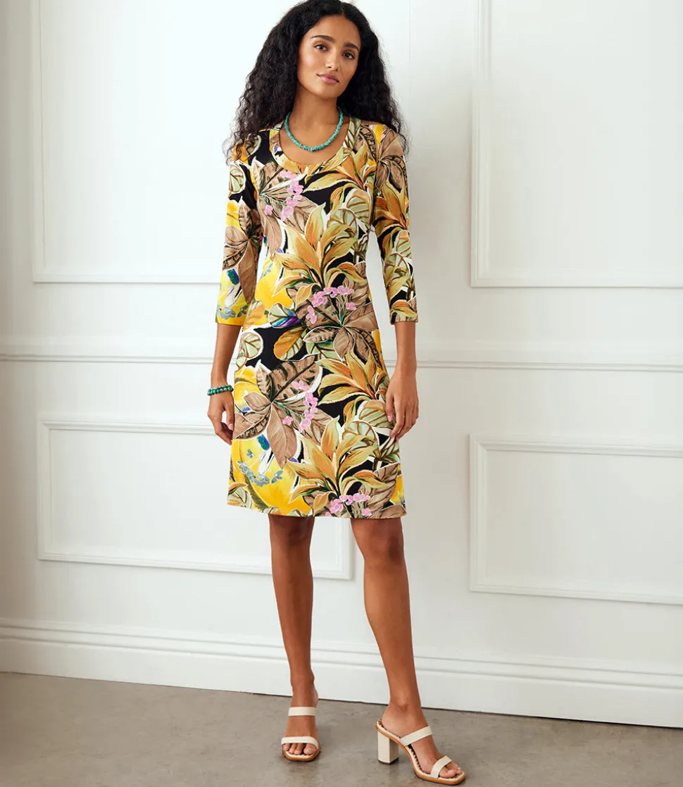 Three Quarter Sleeve A-Line Dress