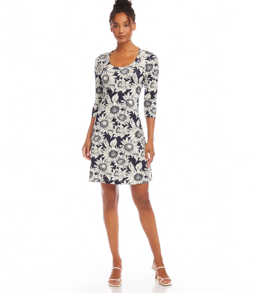 Three Quarter Sleeve A-Line Dress