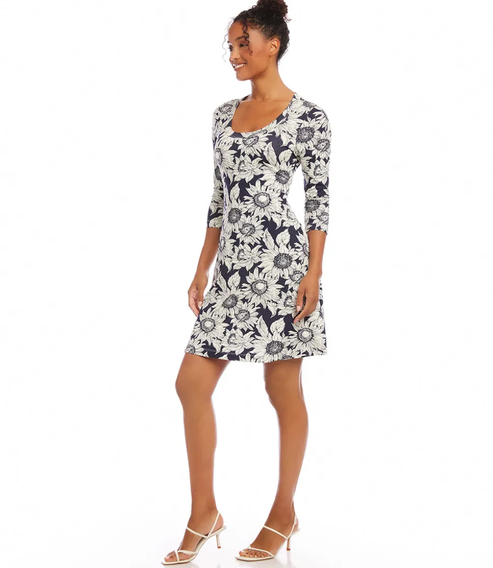 Three Quarter Sleeve A-Line Dress