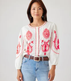 Three Quarter Sleeve Embroidered Top