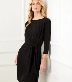 Three Quarter Sleeve Tie Waist Travel Dress