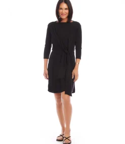 Three Quarter Sleeve Tie Waist Travel Dress