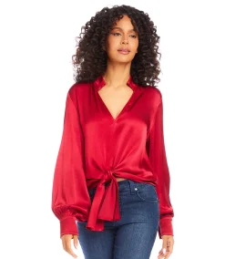 Tie-Front Satin Top