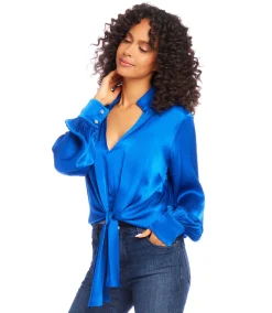 Tie-Front Satin Top