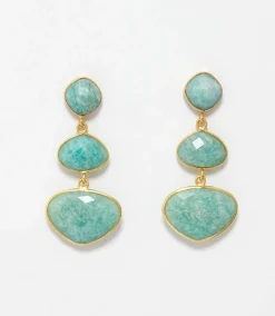 Triple Drop Gemstone Earrings
