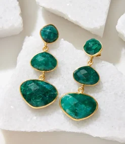 Triple Drop Gemstone Earrings