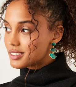 Triple Drop Gemstone Earrings
