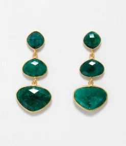 Triple Drop Gemstone Earrings