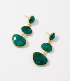 Triple Drop Gemstone Earrings