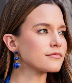Triple Drop Gemstone Earrings