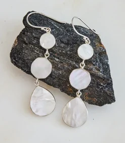 Triple Drop Mother of Pearl Earrings