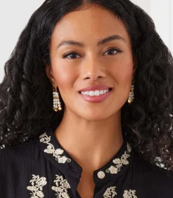 Triple Pearl Strand Earrings