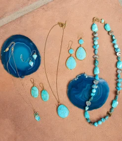 Turquoise Pendant And Beaded Cluster Necklace